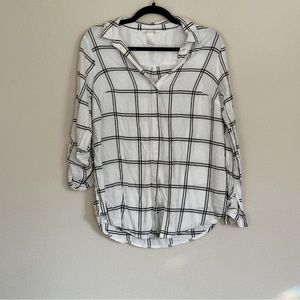 Grid patterned button down shirt